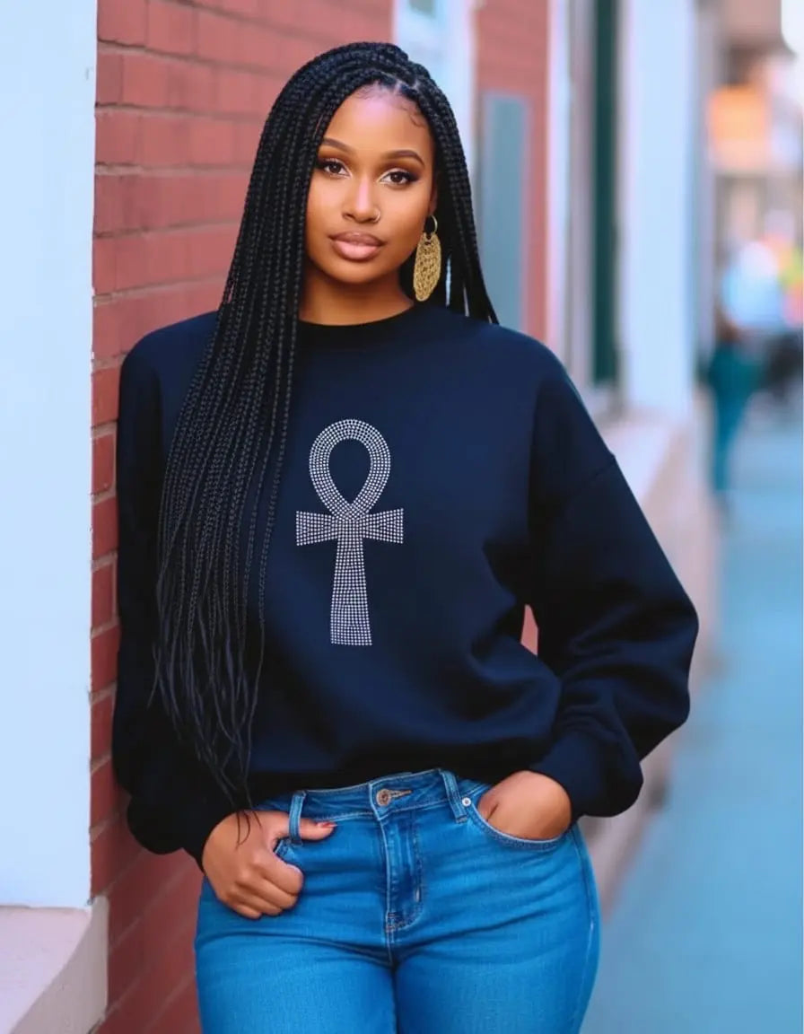Egyptian Ankh Rhinestone Sweatshirt
