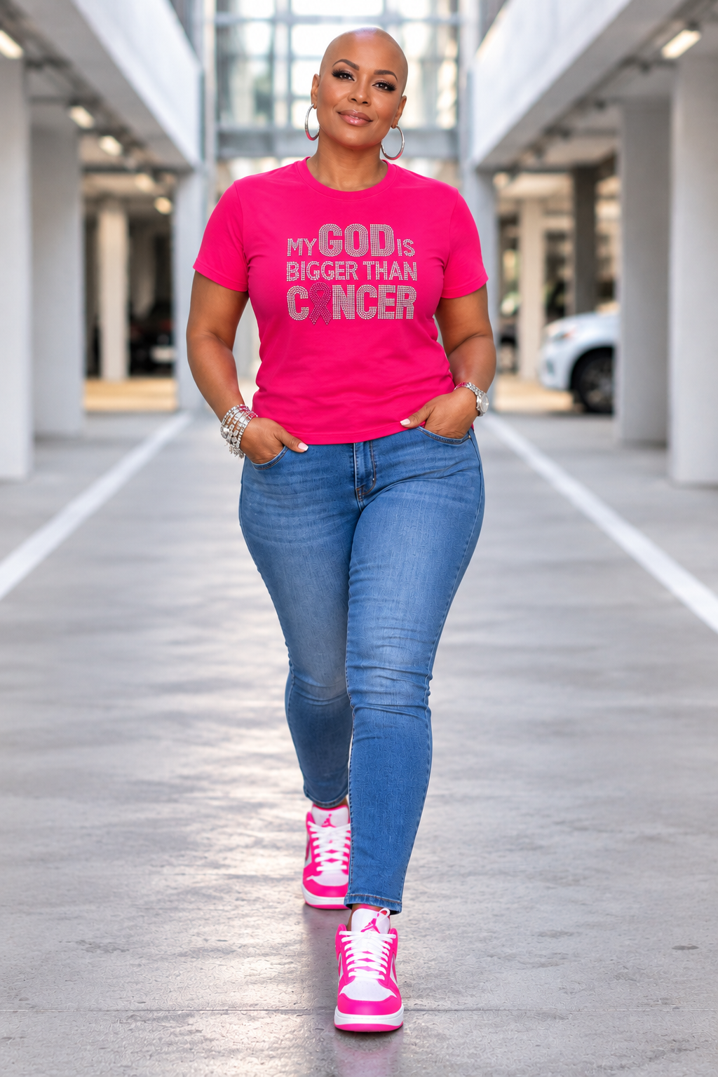 My God is Bigger than Cancer Bling Rhinestone T-Shirt