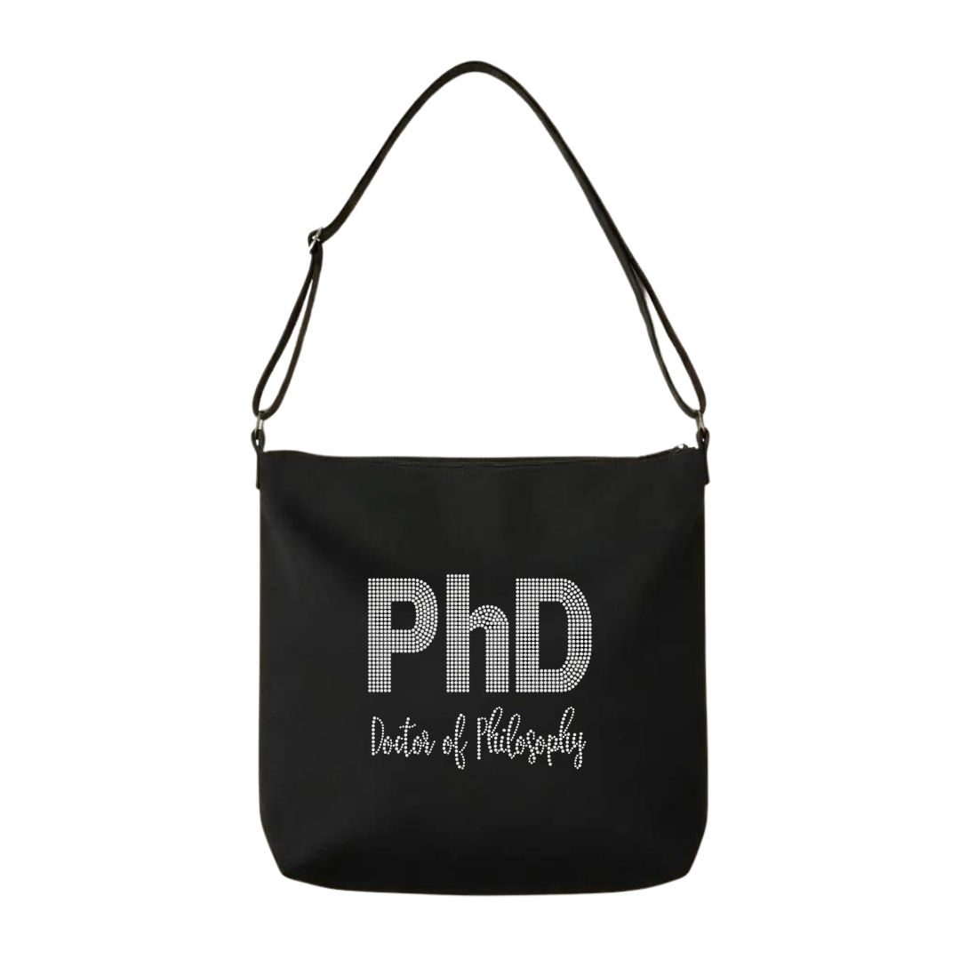 PhD Doctor of Philosophy Rhinestone Crossbody Tote Bag