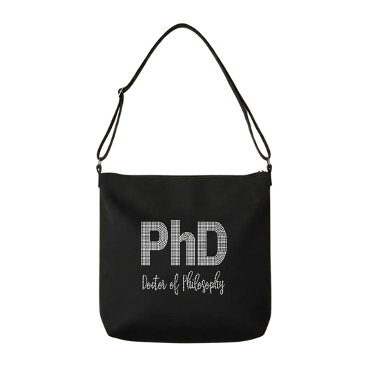 PhD Doctor of Philosophy Rhinestone Crossbody Tote Bag