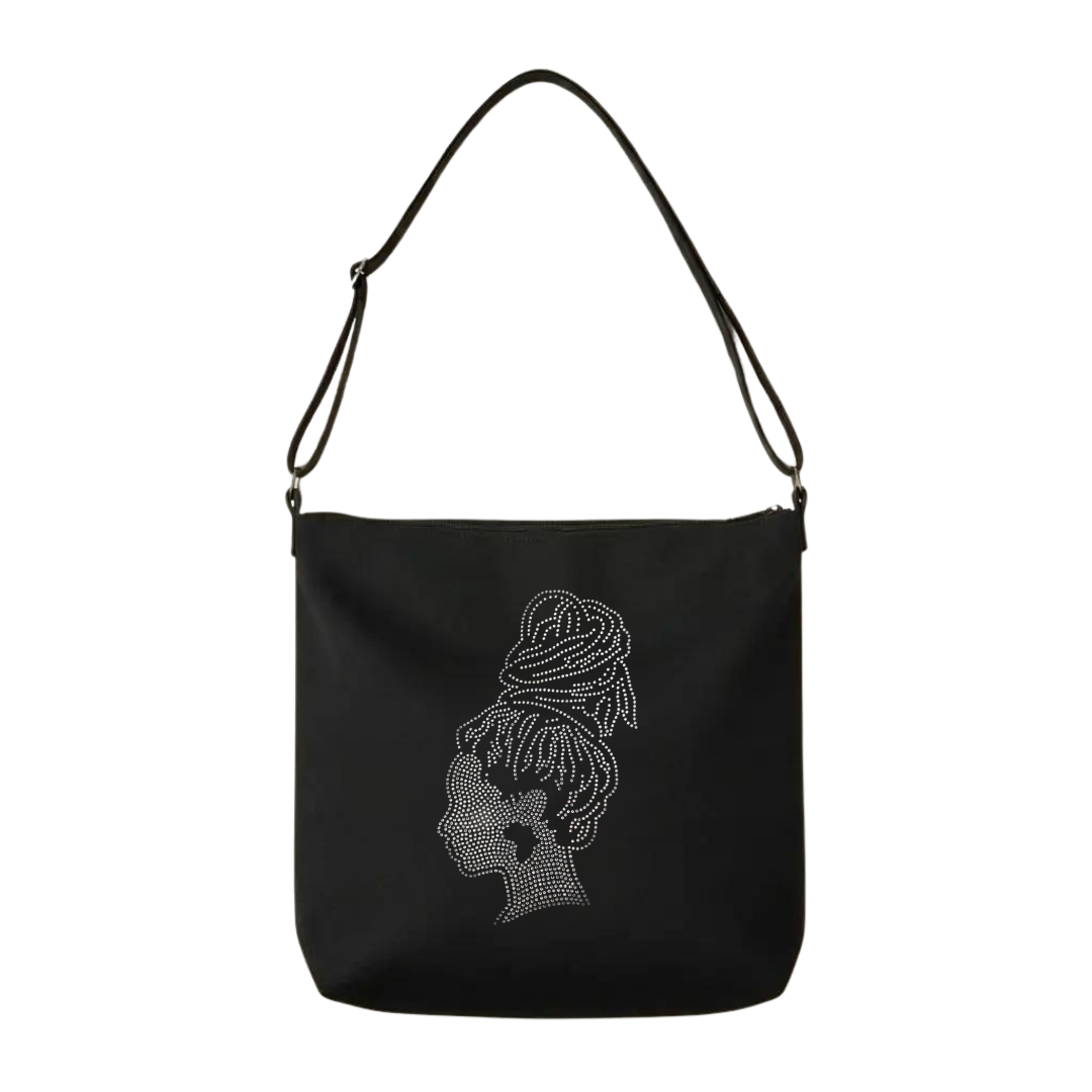 Loc Queen Rhinestone Crossbody Tote Bag