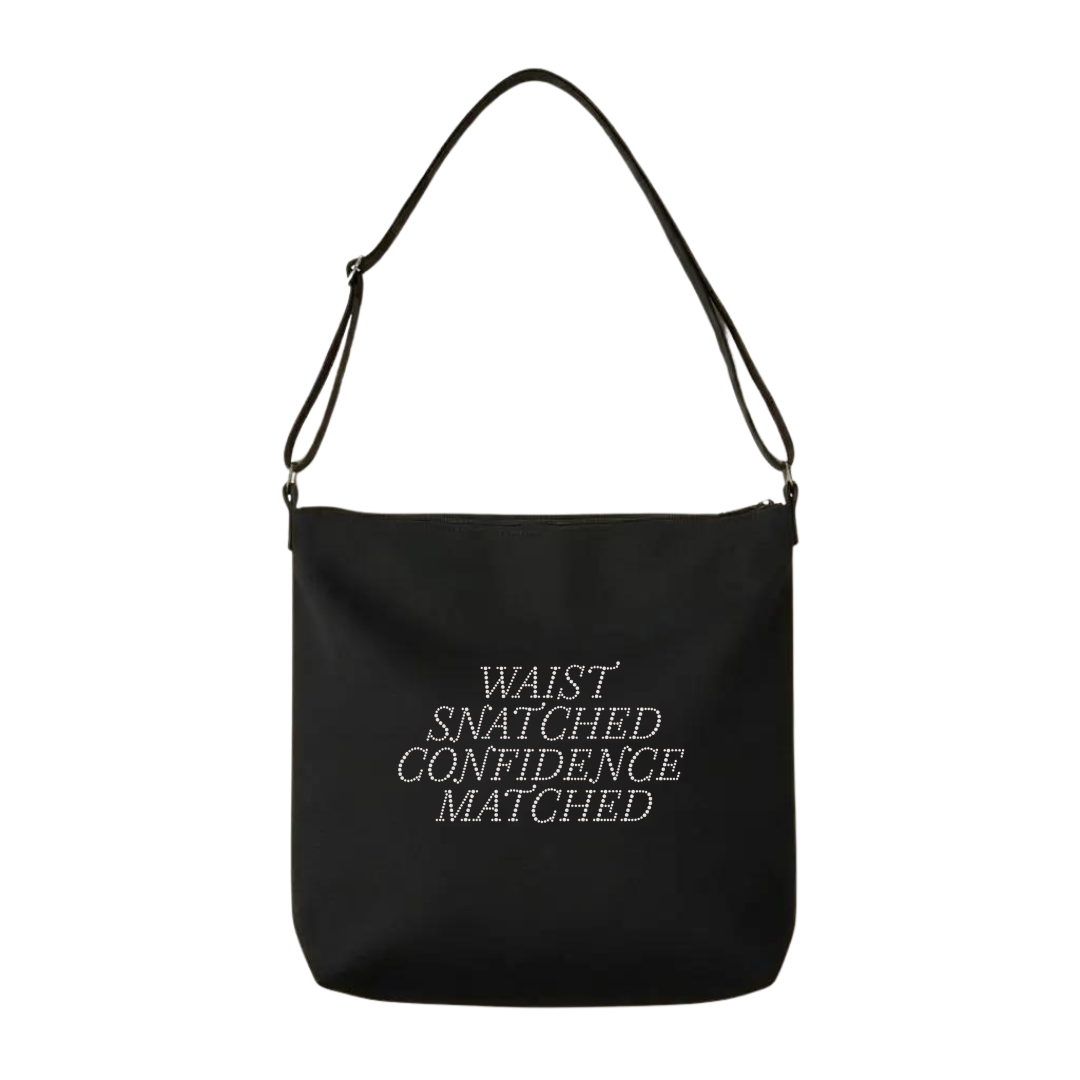 Waist Snatched Confidence Matched Rhinestone Crossbody Tote Bag