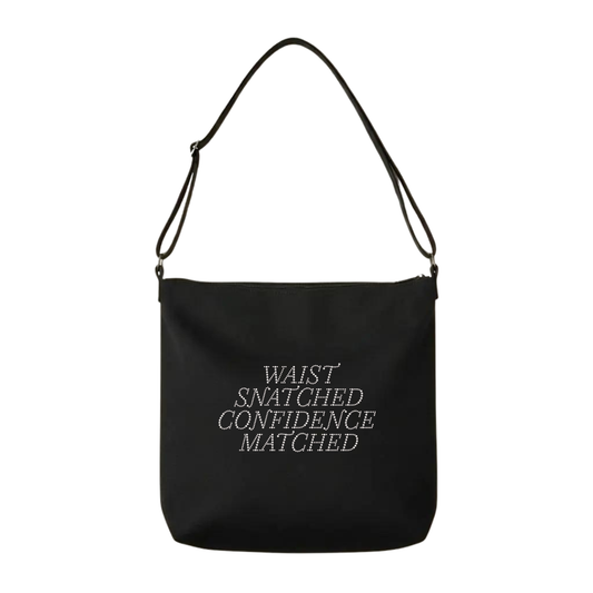 Waist Snatched Confidence Matched Rhinestone Crossbody Tote Bag
