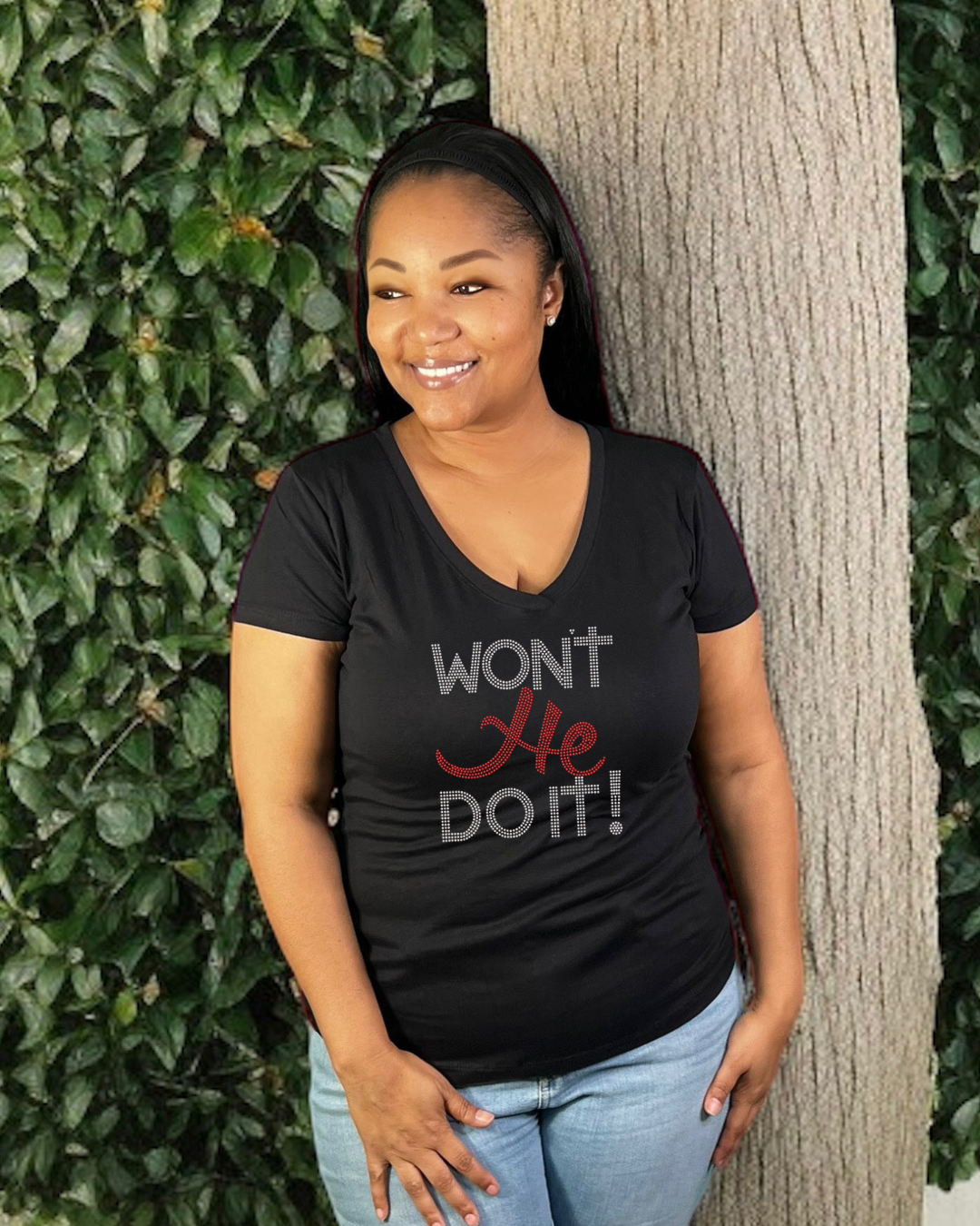 Wont He Do It! Rhinestone T-Shirt