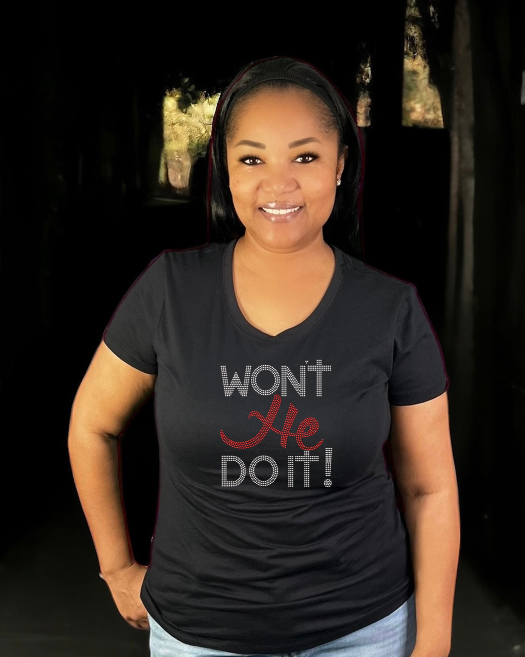 Wont He Do It! Rhinestone T-Shirt