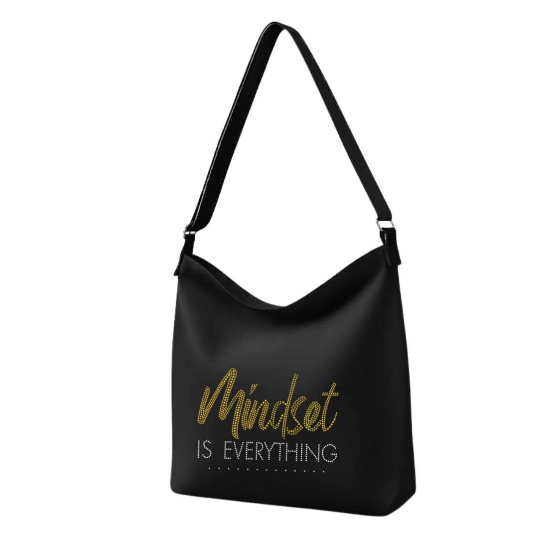 Mindset is Everything Rhinestone Crossbody Tote Bag