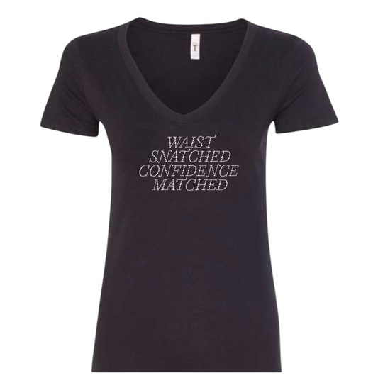 Waist Snatched Confidence Matched Rhinestone T-shirt