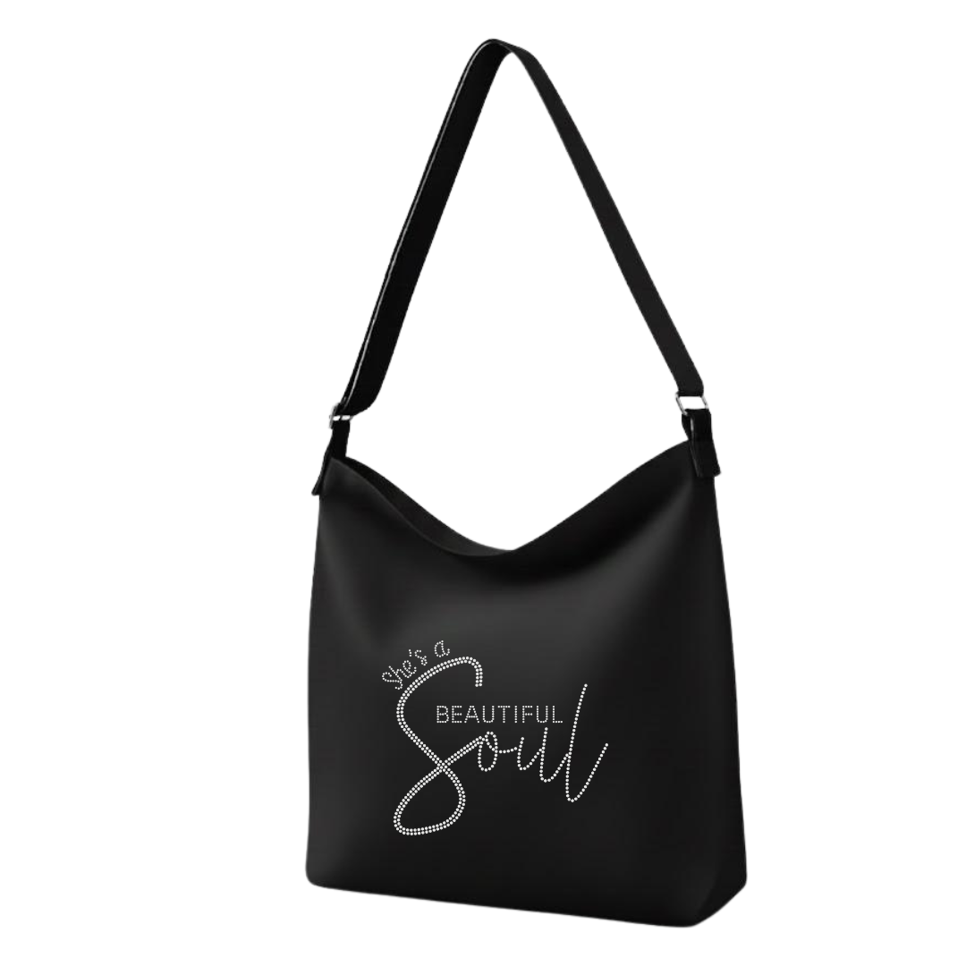 She’s A Beautiful Soul Rhinestone Crossbody Tote Bag