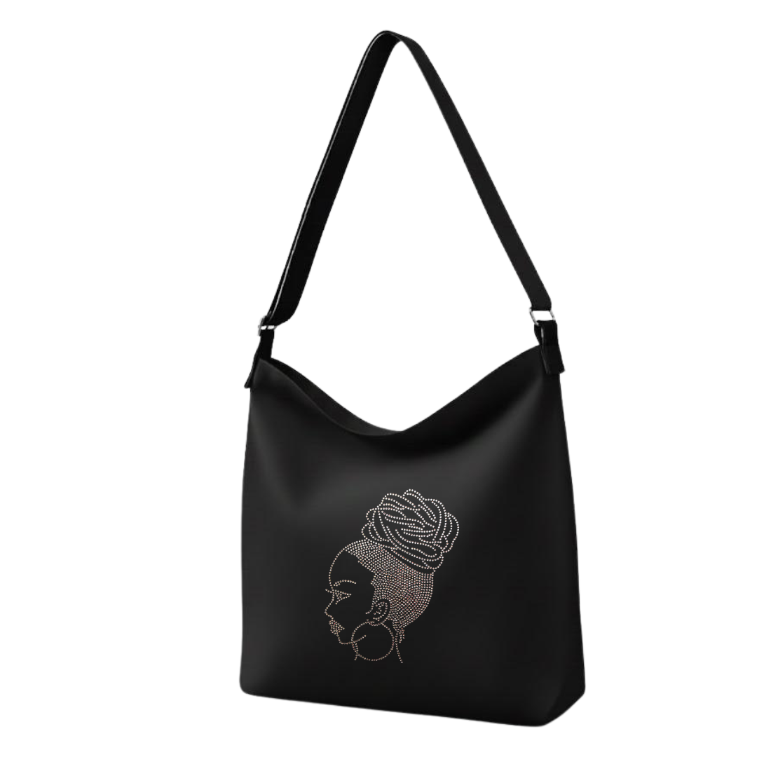 Sista Bun Rhinestone Crossbody Tote Bag
