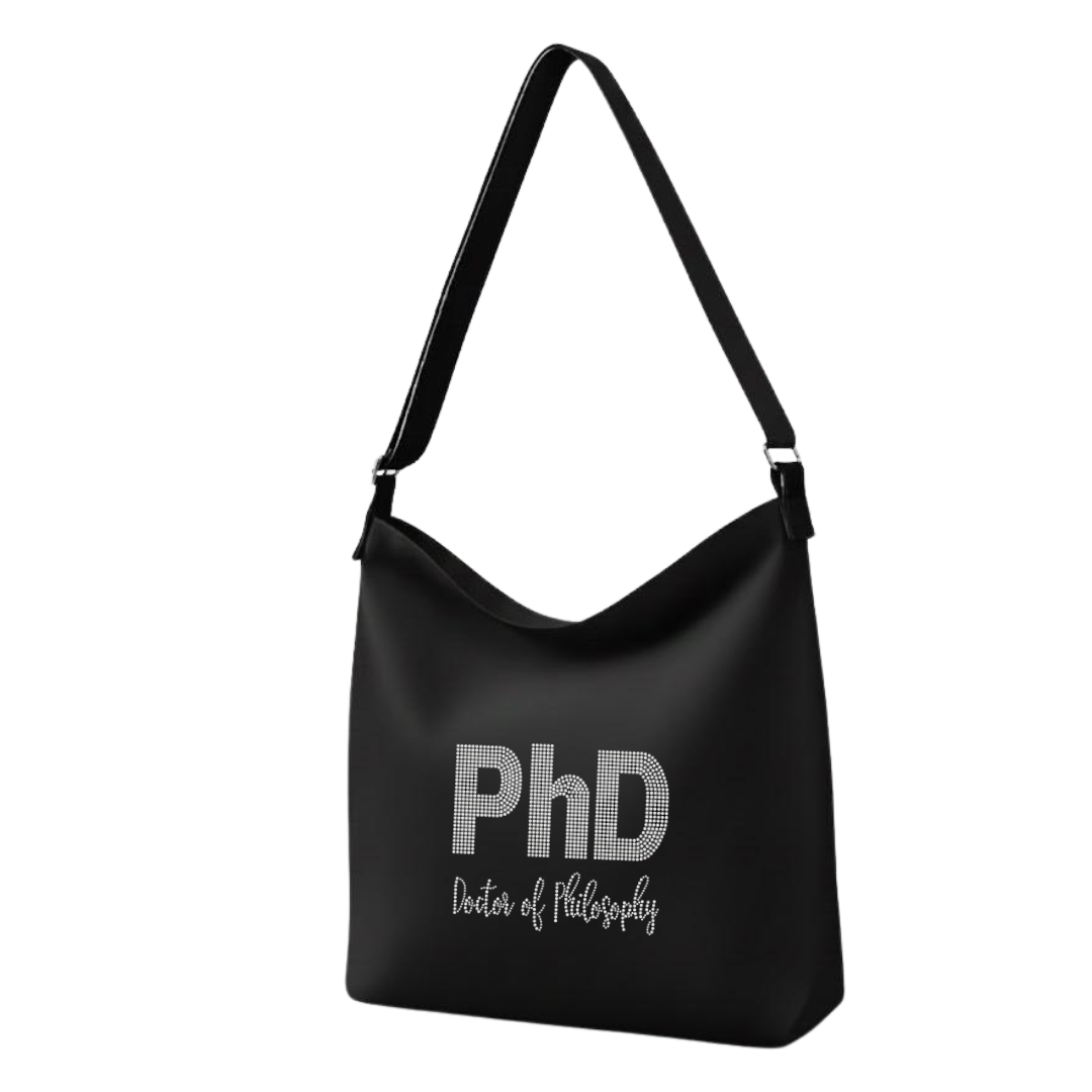PhD Doctor of Philosophy Rhinestone Crossbody Tote Bag