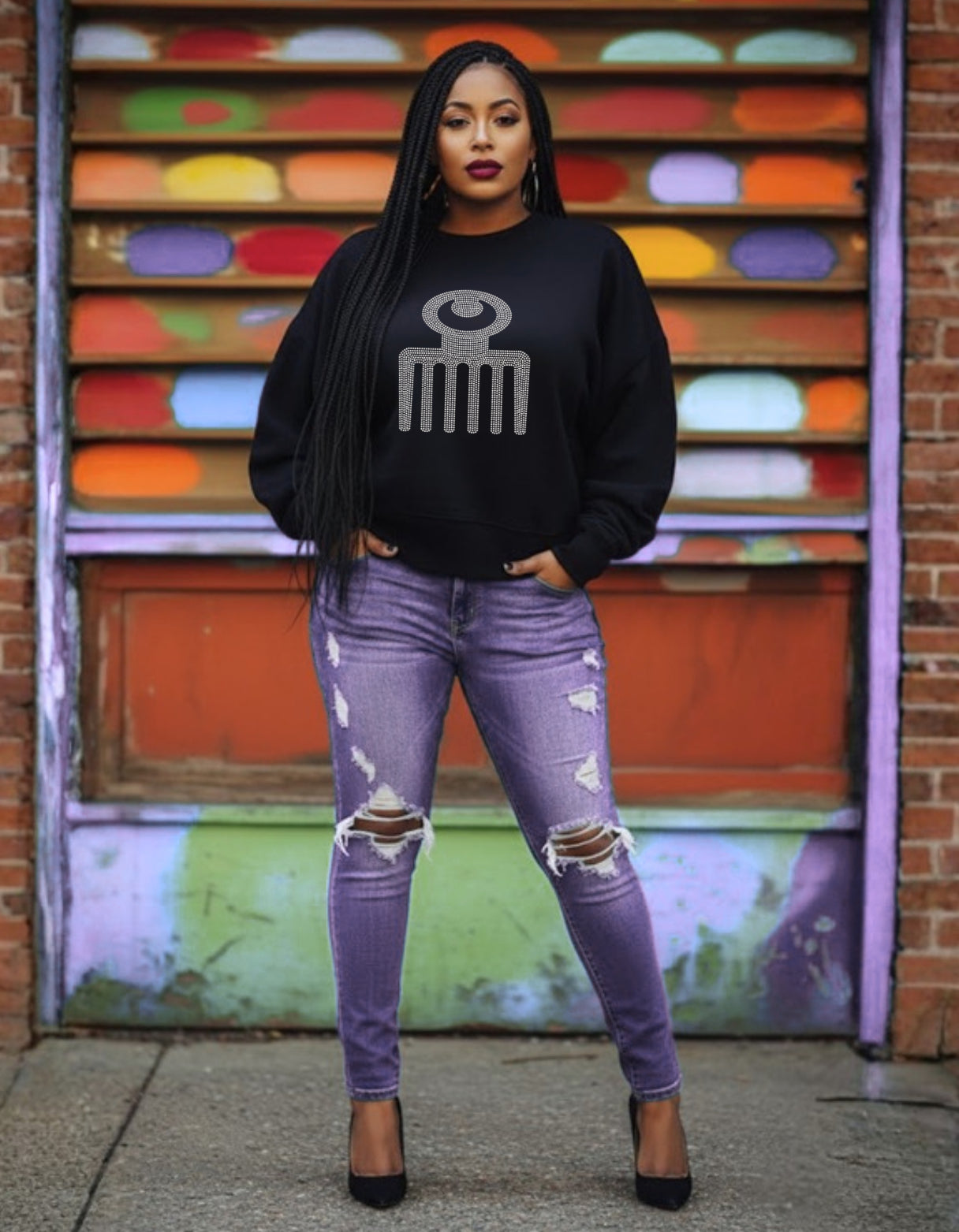 Duafe (Symbol of Beauty) Rhinestone Sweatshirt