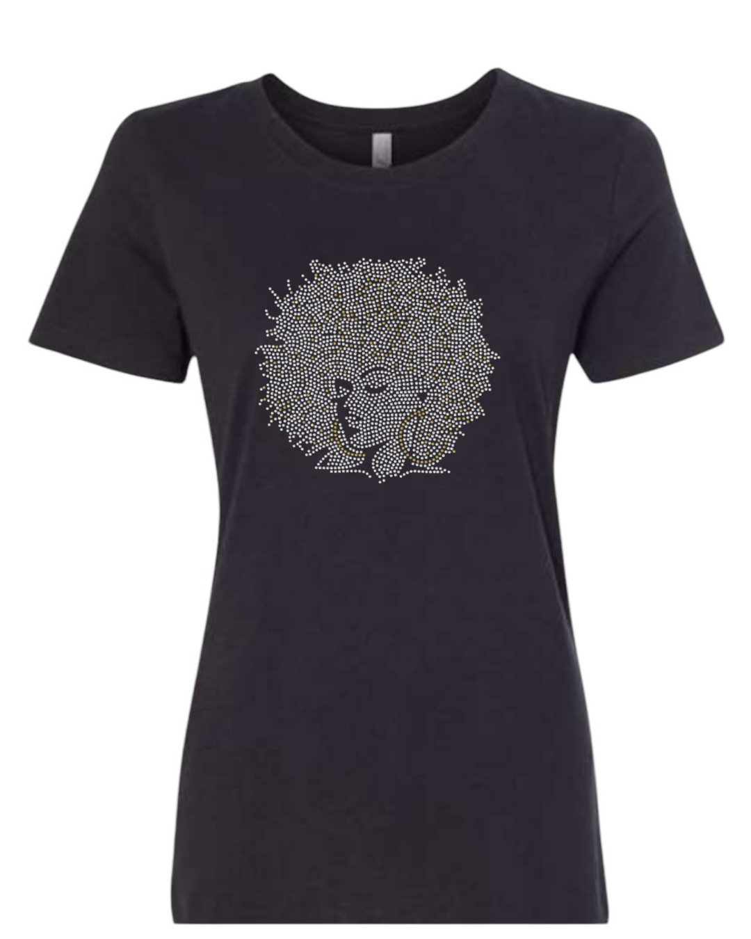 Silver Afro Queen Rhinestone T-Shirt