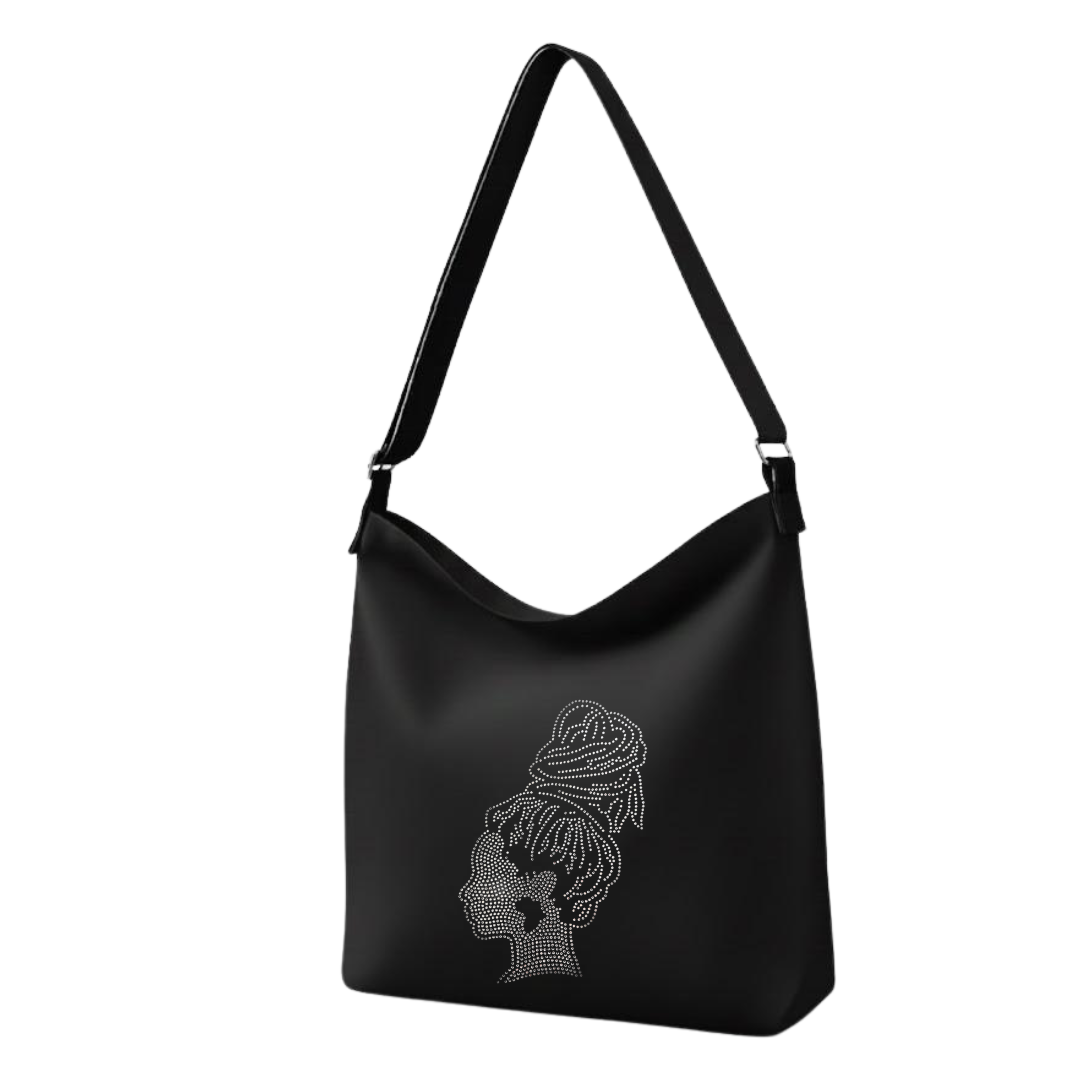 Loc Queen Rhinestone Crossbody Tote Bag