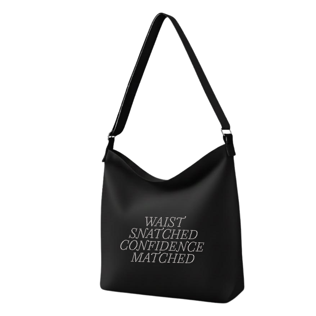 Waist Snatched Confidence Matched Rhinestone Crossbody Tote Bag