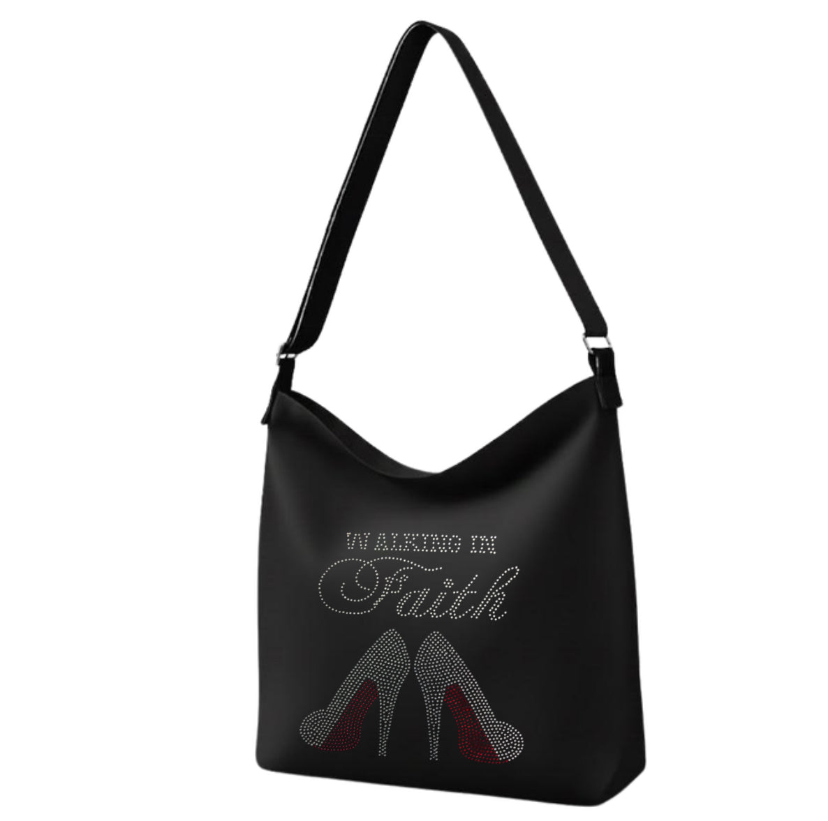 Walking in Faith Rhinestone Crossbody Tote Bag