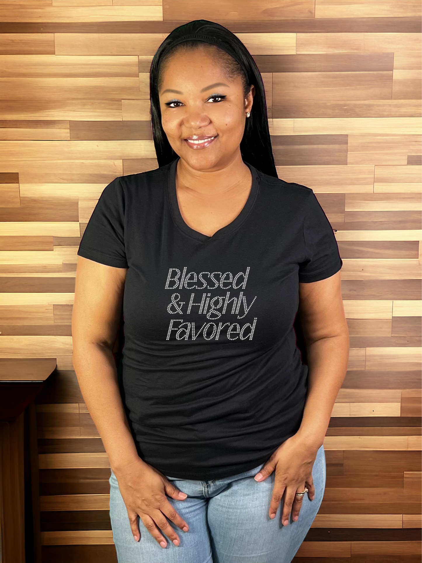 Blessed and Highly Favored Rhinestone T-Shirt