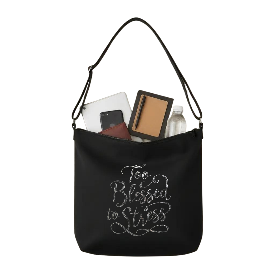 Too Blessed Rhinestone Crossbody Tote Bag