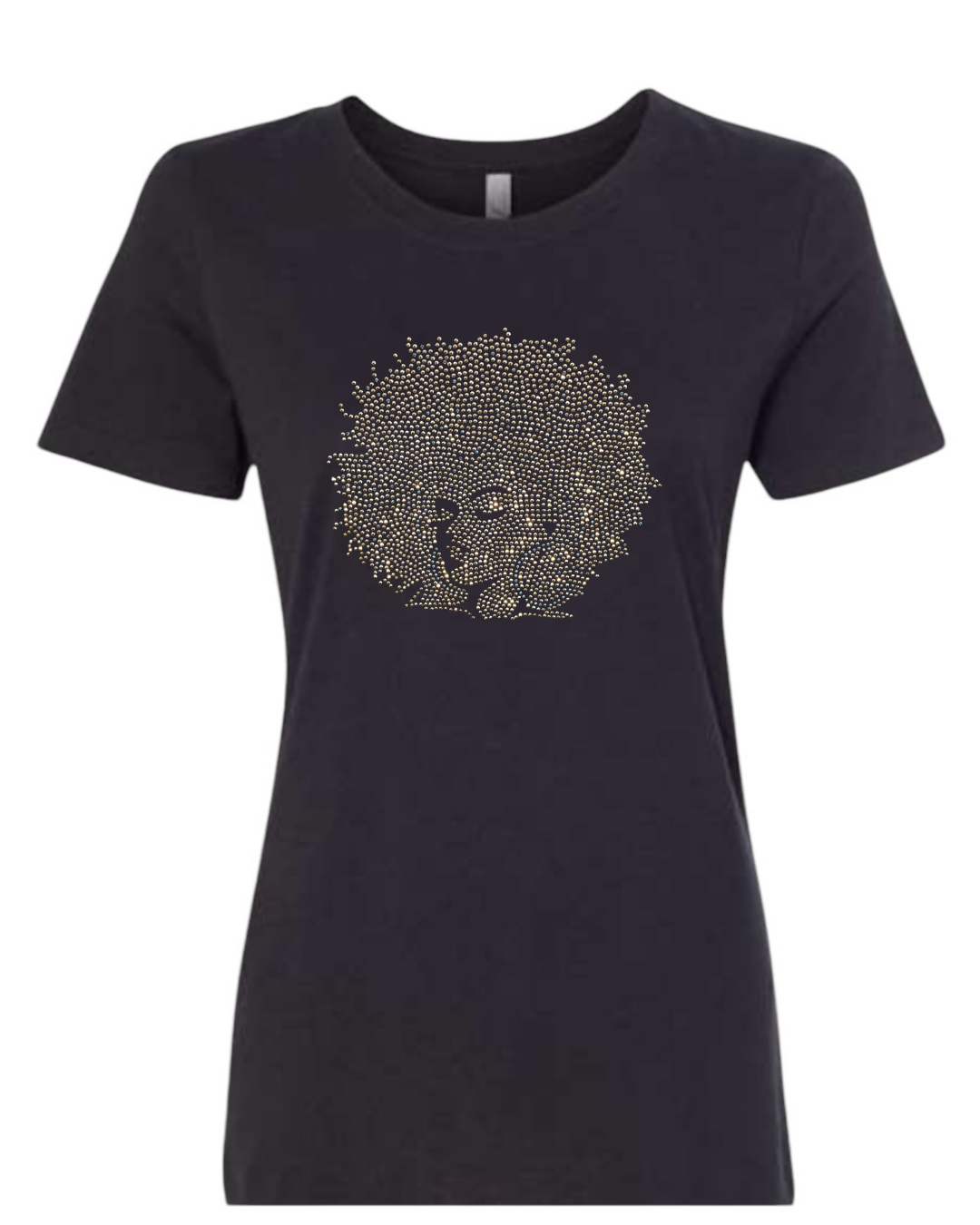 Gold Afro Queen Rhinestone T-Shirt