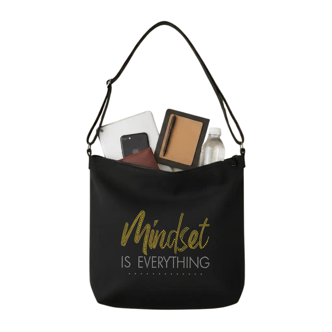 Mindset is Everything Rhinestone Crossbody Tote Bag