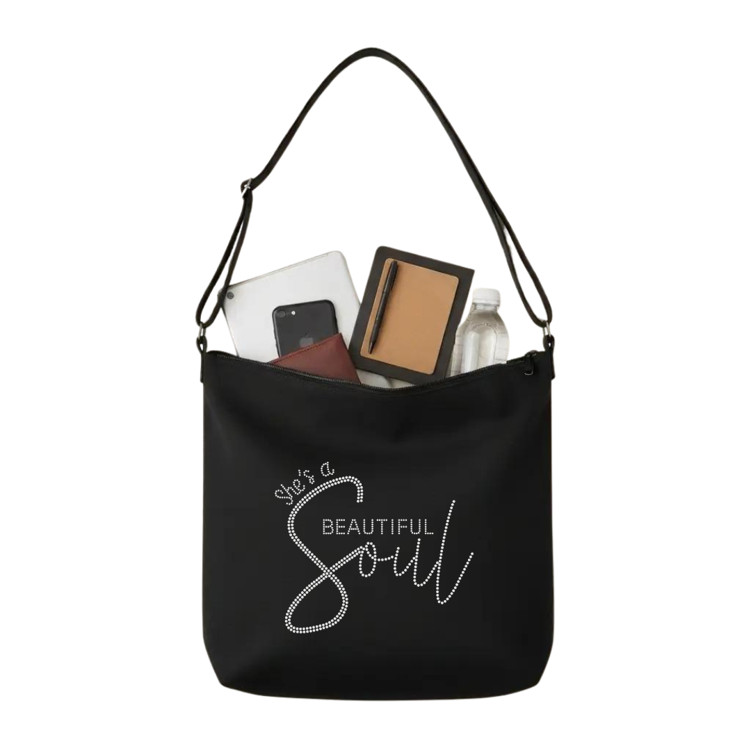She’s A Beautiful Soul Rhinestone Crossbody Tote Bag