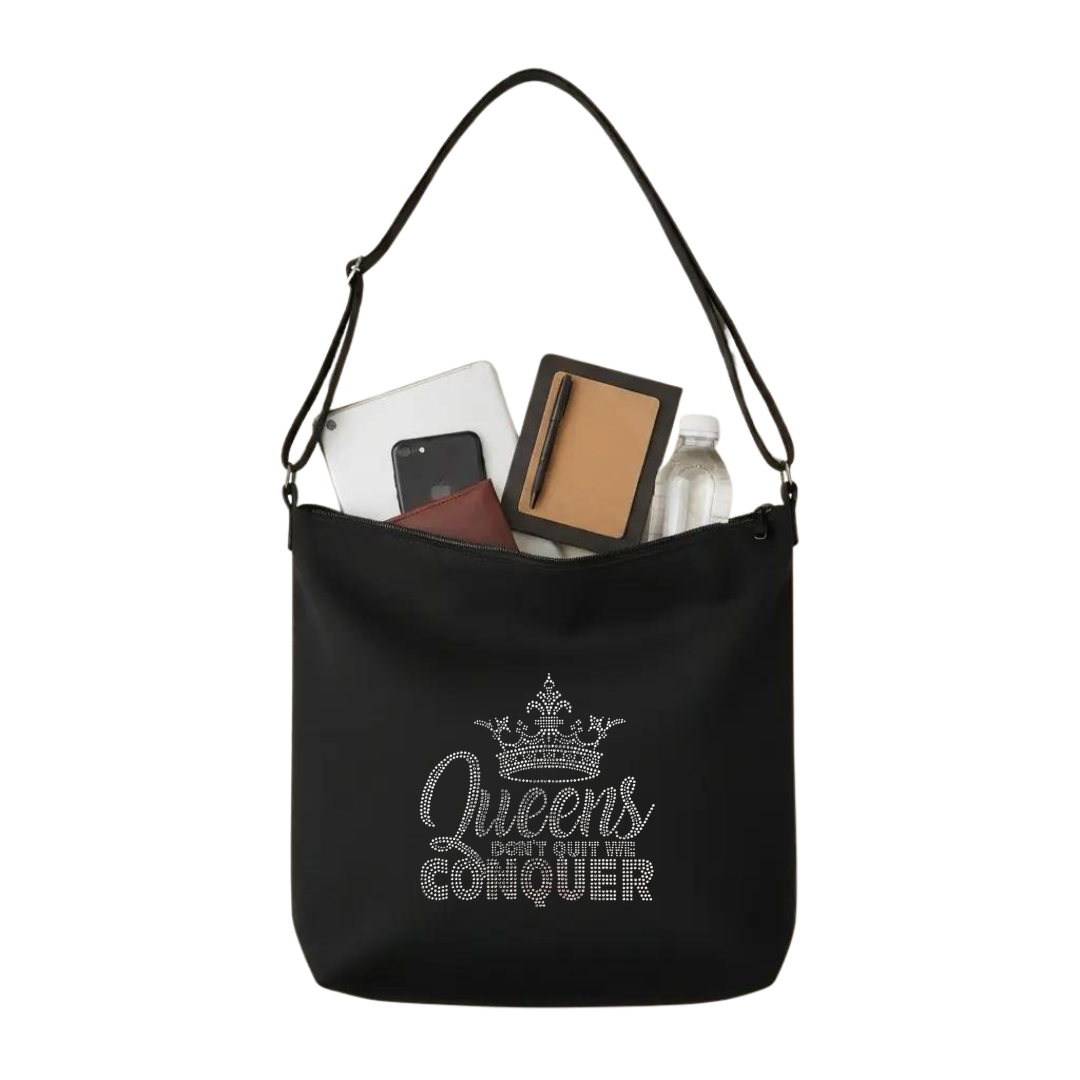 Queens Don’t Quit Rhinestone Crossbody Tote Bag