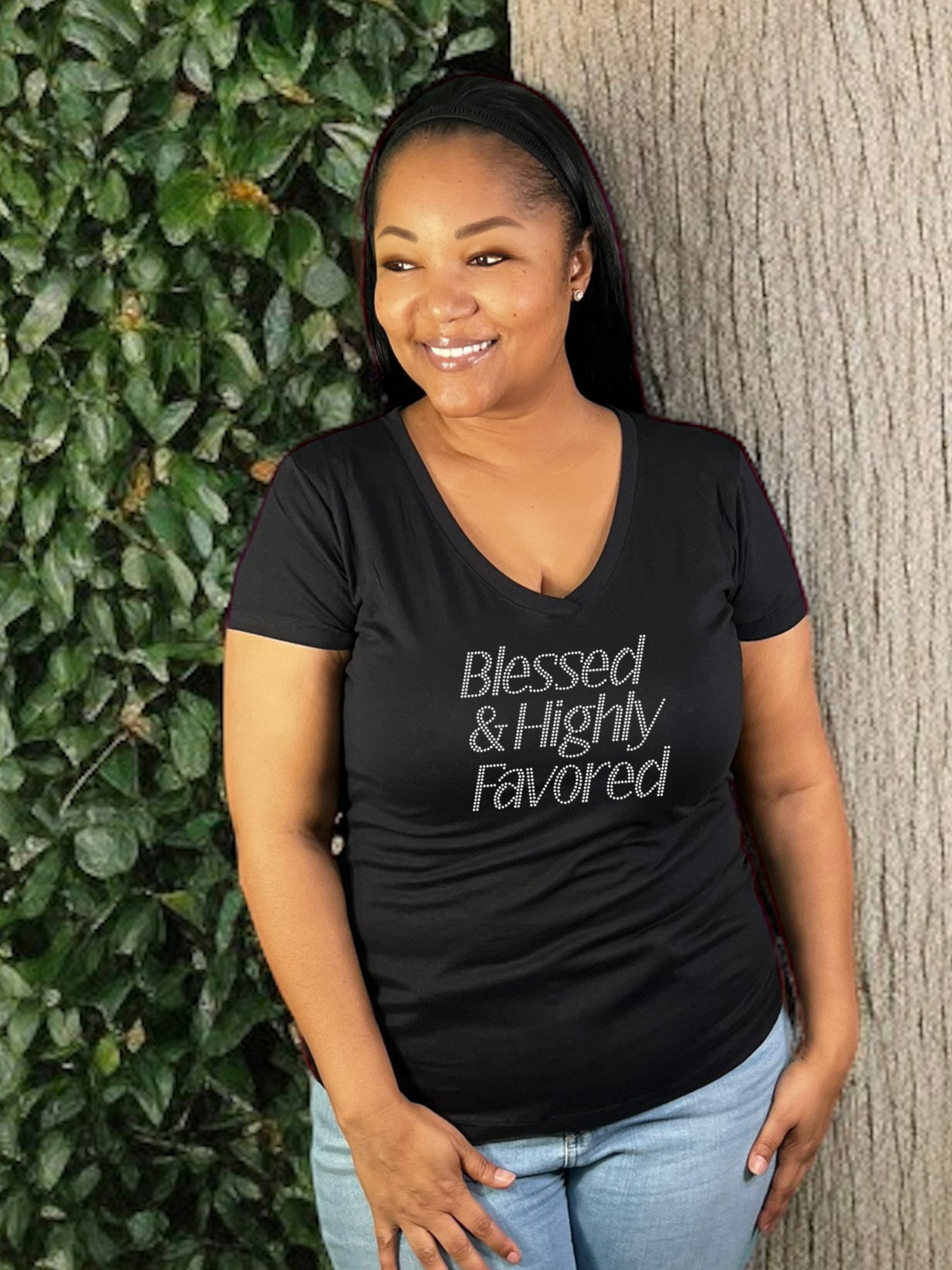 Blessed and Highly Favored Rhinestone T-Shirt