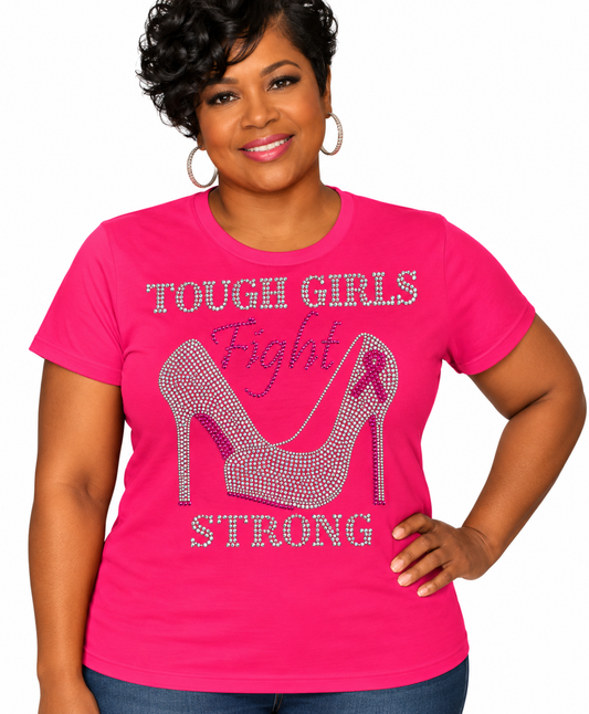 Tough Girls Fight Strong Bling Rhinestone T-Shirt