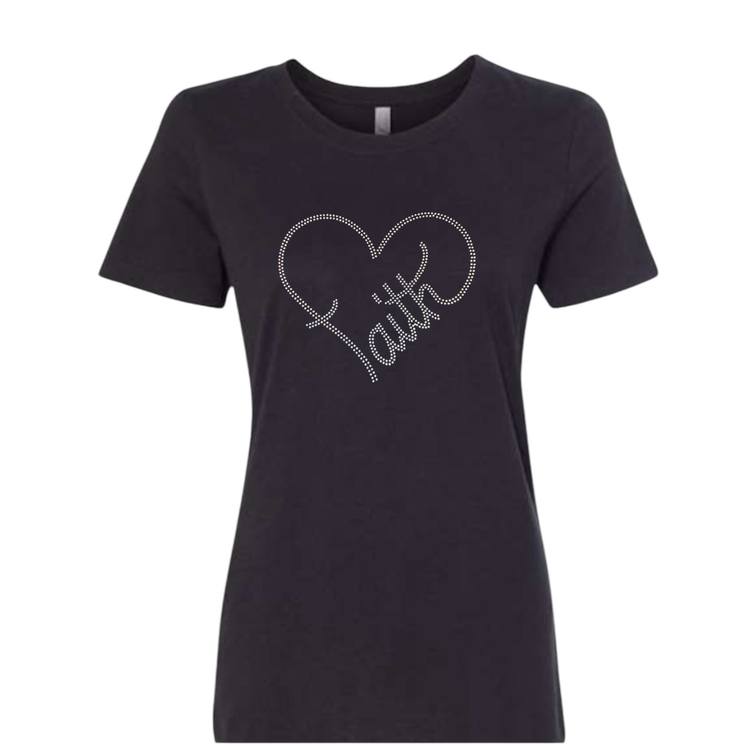 Faith Heart Rhinestone T-Shirt