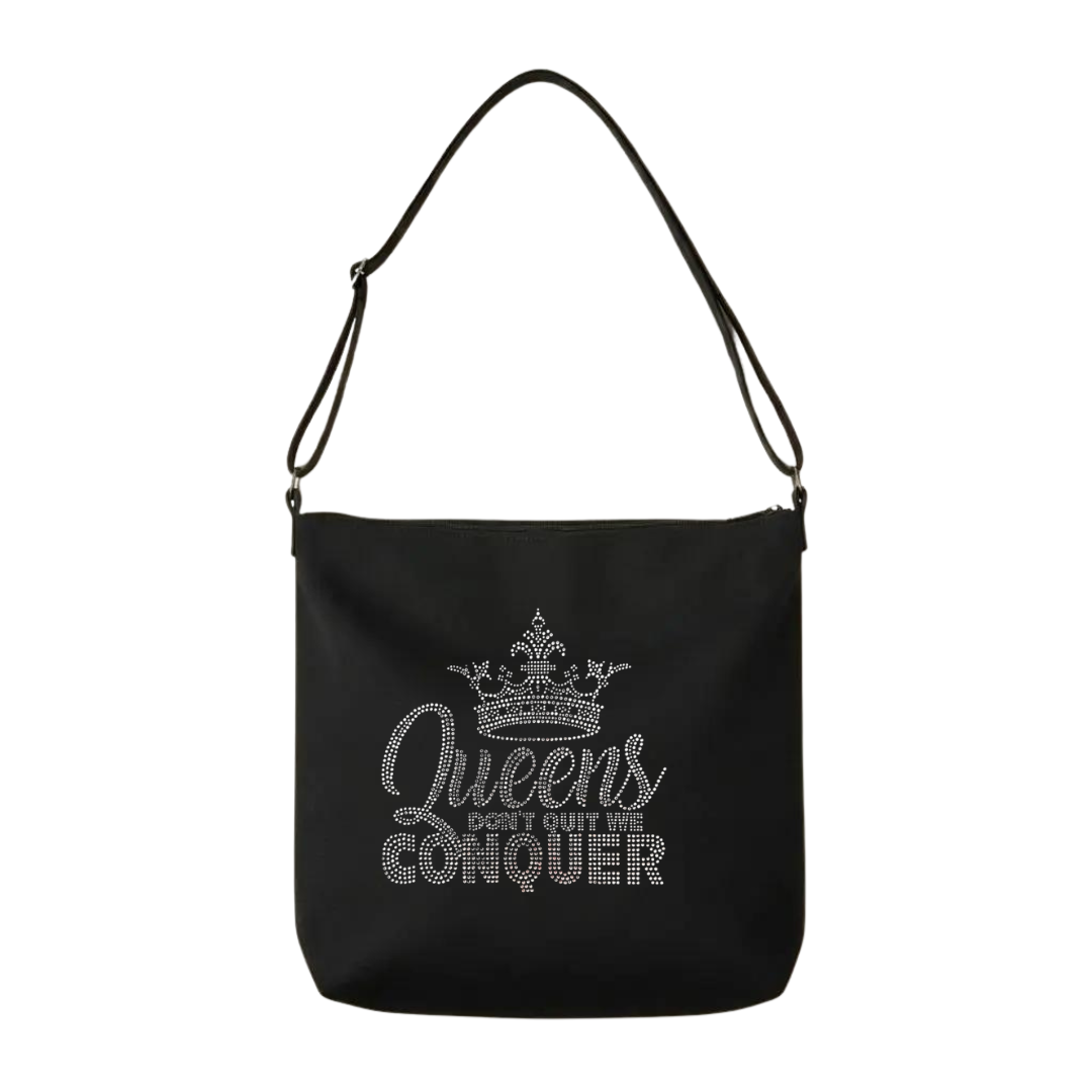 Queens Don’t Quit Rhinestone Crossbody Tote Bag