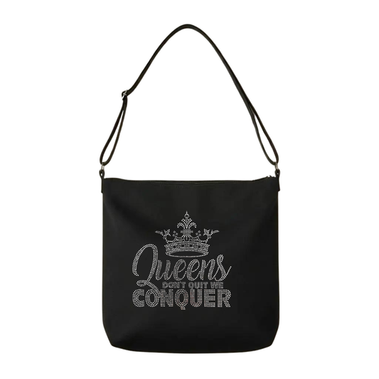 Queens Don’t Quit Rhinestone Crossbody Tote Bag