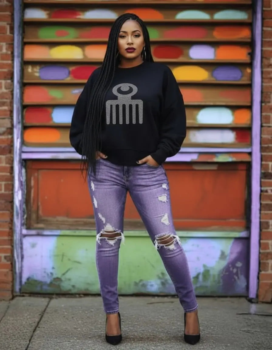 Duafe (Symbol of Beauty) Rhinestone Sweatshirt