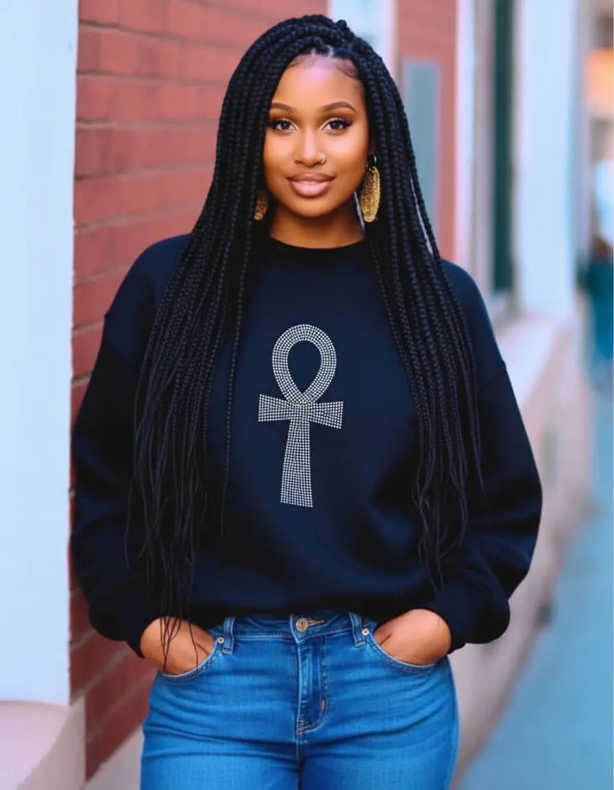 Egyptian Ankh Rhinestone Sweatshirt