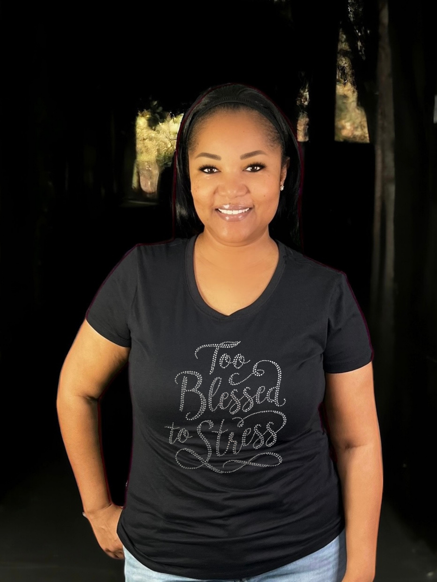 Too Blessed Rhinestone T-Shirt