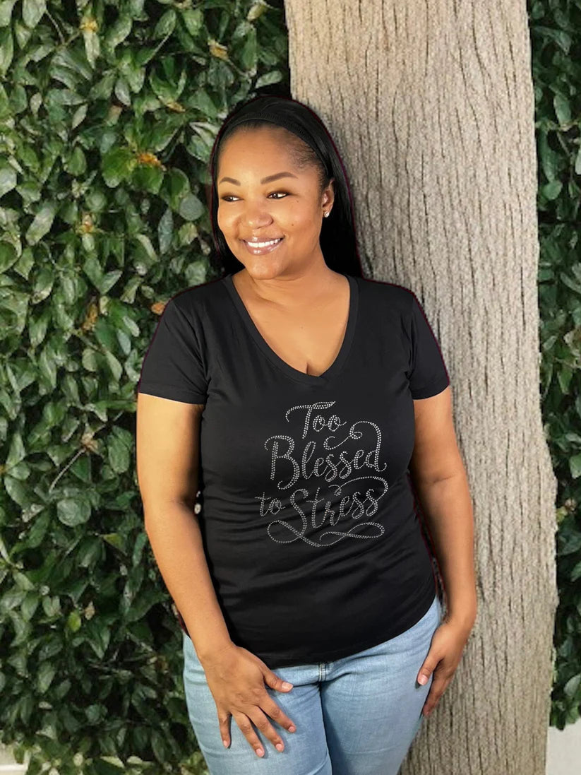 Too Blessed Rhinestone T-Shirt
