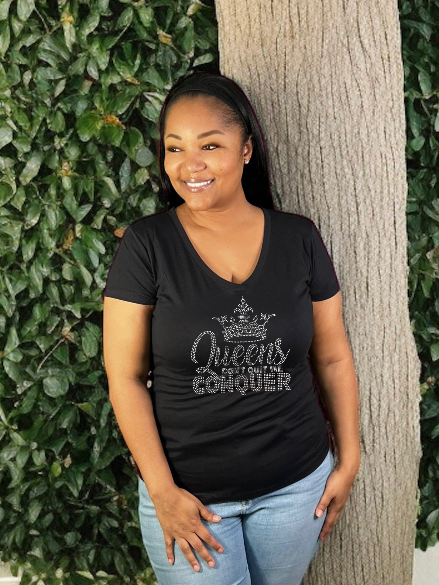 Queens Don’t Quit We Conquer Rhinestone Shirt